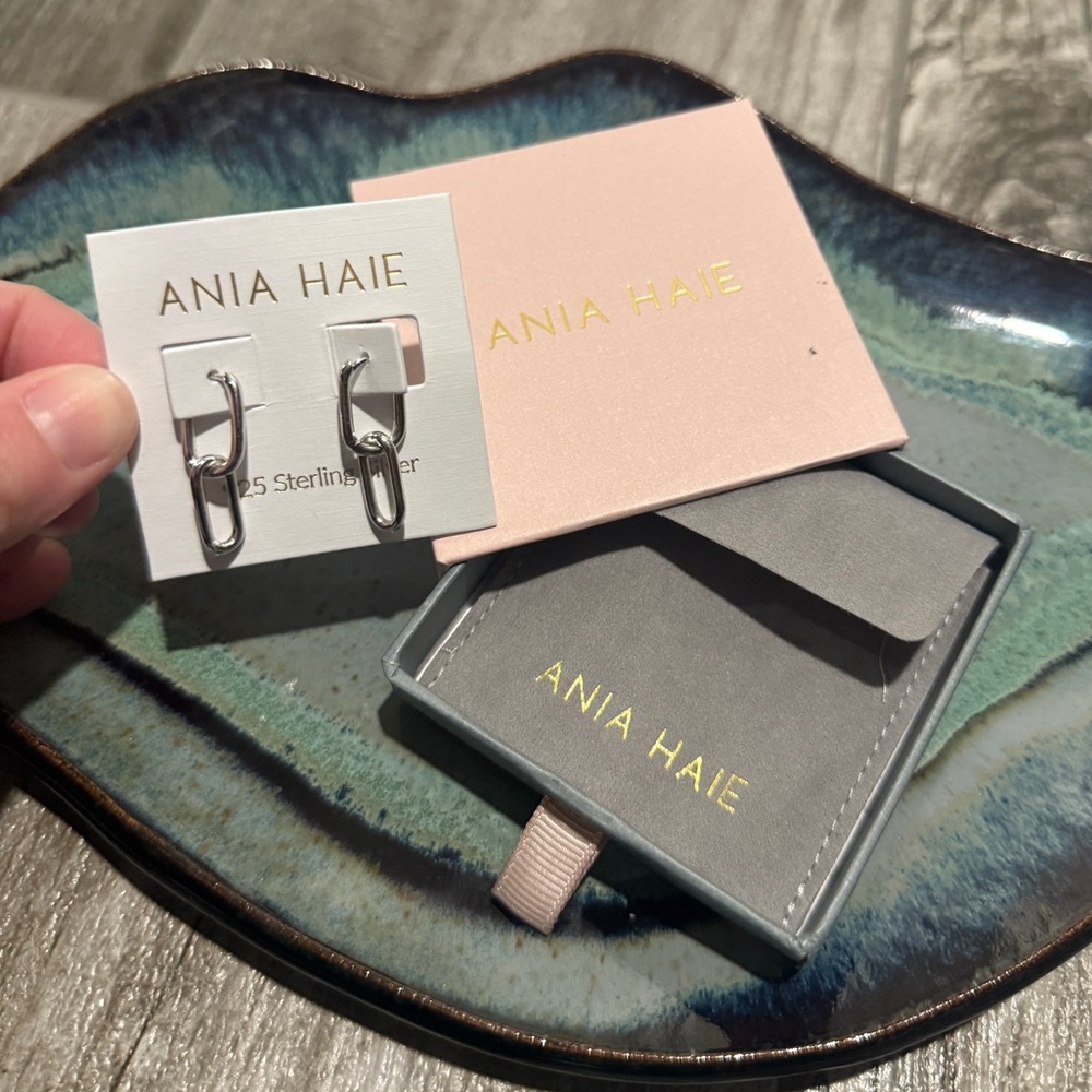 Ania Haie Sterling Silver Hoop Paperclip Style Earrings NWT